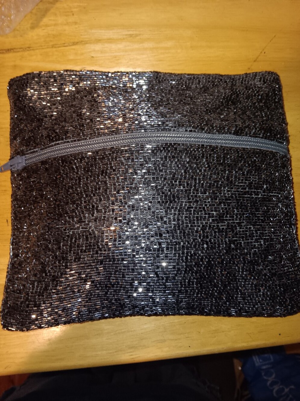 Club Monaco Black Sequin Zip Pouch